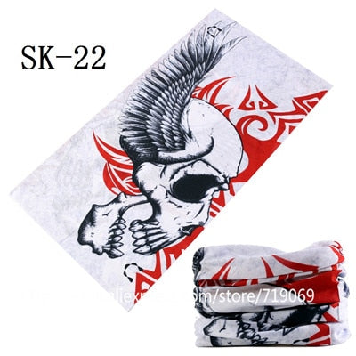 Skull Design Series Scarf Variety Tube Half Face Mask Halloween Headband Bandana Headwear Bicycle Head Scarf Snowboard Headscarf