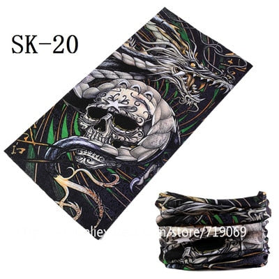 Skull Design Series Scarf Variety Tube Half Face Mask Halloween Headband Bandana Headwear Bicycle Head Scarf Snowboard Headscarf