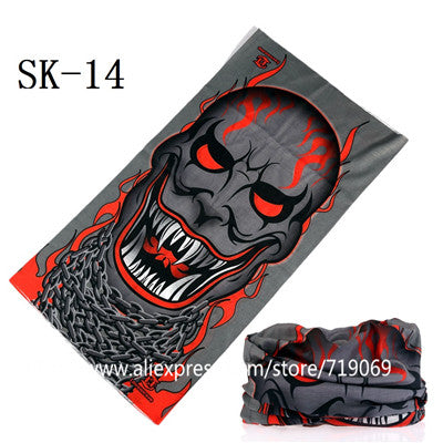 Skull Design Series Scarf Variety Tube Half Face Mask Halloween Headband Bandana Headwear Bicycle Head Scarf Snowboard Headscarf