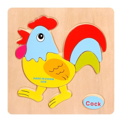 QWZ Baby Toys Wooden Puzzle Cute Cartoon Animal Intelligence Kids Educational Brain Teaser Children Tangram Shapes Jigsaw Gifts