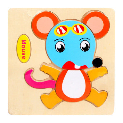 QWZ Baby Toys Wooden Puzzle Cute Cartoon Animal Intelligence Kids Educational Brain Teaser Children Tangram Shapes Jigsaw Gifts