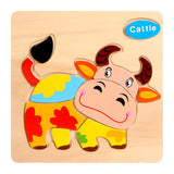 QWZ Baby Toys Wooden Puzzle Cute Cartoon Animal Intelligence Kids Educational Brain Teaser Children Tangram Shapes Jigsaw Gifts