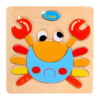 QWZ Baby Toys Wooden Puzzle Cute Cartoon Animal Intelligence Kids Educational Brain Teaser Children Tangram Shapes Jigsaw Gifts