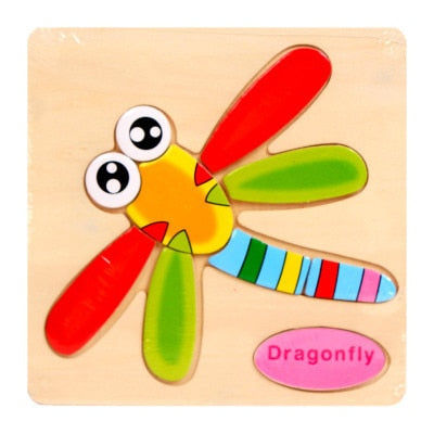 QWZ Baby Toys Wooden Puzzle Cute Cartoon Animal Intelligence Kids Educational Brain Teaser Children Tangram Shapes Jigsaw Gifts