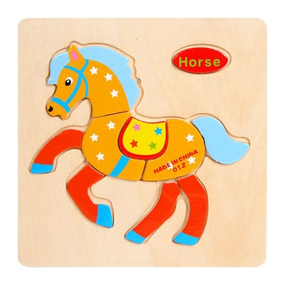 QWZ Baby Toys Wooden Puzzle Cute Cartoon Animal Intelligence Kids Educational Brain Teaser Children Tangram Shapes Jigsaw Gifts