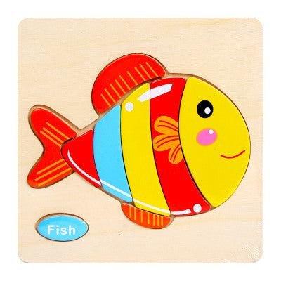 QWZ Baby Toys Wooden Puzzle Cute Cartoon Animal Intelligence Kids Educational Brain Teaser Children Tangram Shapes Jigsaw Gifts