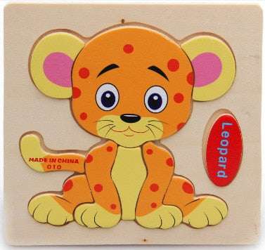 QWZ Baby Toys Wooden Puzzle Cute Cartoon Animal Intelligence Kids Educational Brain Teaser Children Tangram Shapes Jigsaw Gifts