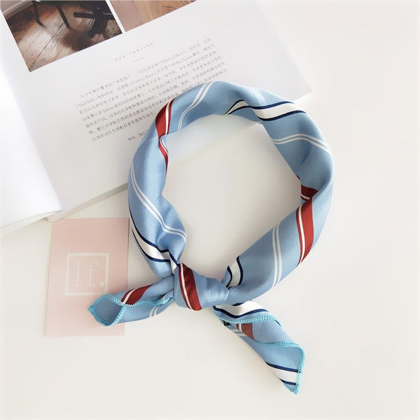 Square Scarf Hair Tie Band For Business Party Women Elegant Small Vintage Skinny Retro Head Neck Silk Satin Scarf