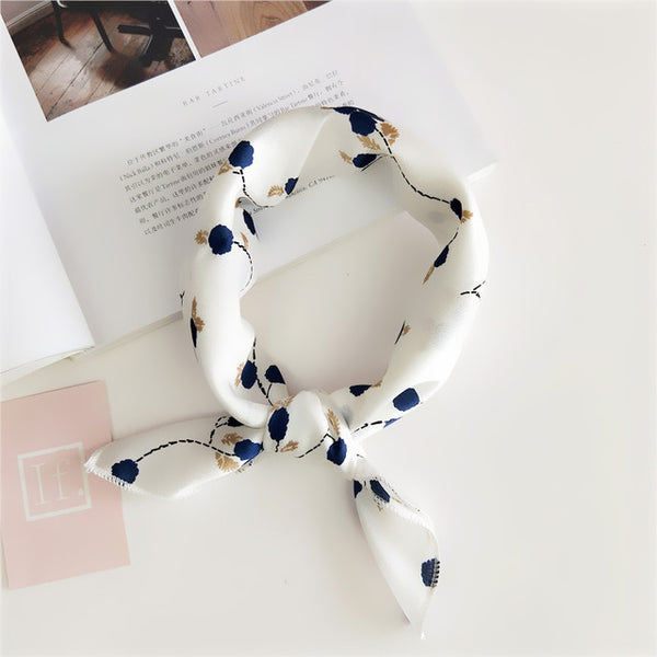 Square Scarf Hair Tie Band For Business Party Women Elegant Small Vintage Skinny Retro Head Neck Silk Satin Scarf