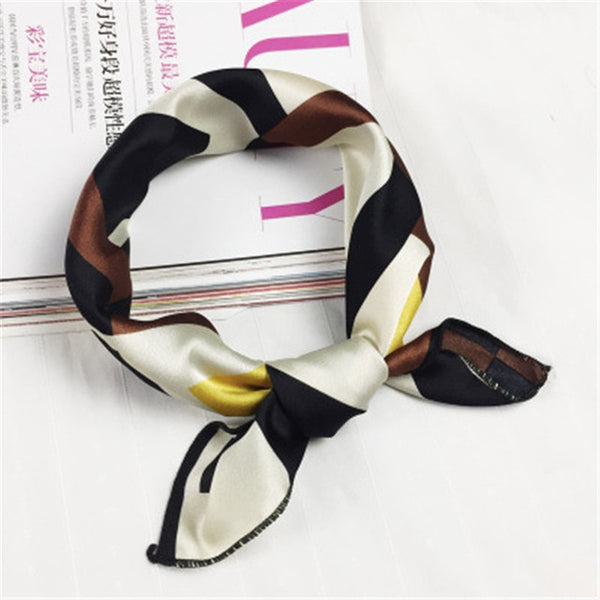Square Scarf Hair Tie Band For Business Party Women Elegant Small Vintage Skinny Retro Head Neck Silk Satin Scarf