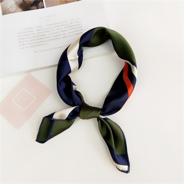 Square Scarf Hair Tie Band For Business Party Women Elegant Small Vintage Skinny Retro Head Neck Silk Satin Scarf