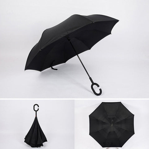 Windproof Reverse Folding Double Layer Inverted Umbrella Self Stand umbrella rain/sun women/men high quality 2018 flowe durable
