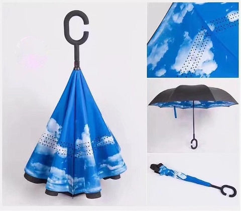 Windproof Reverse Folding Double Layer Inverted Umbrella Self Stand umbrella rain/sun women/men high quality 2018 flowe durable
