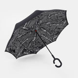 Windproof Reverse Folding Double Layer Inverted Umbrella Self Stand umbrella rain/sun women/men high quality 2018 flowe durable