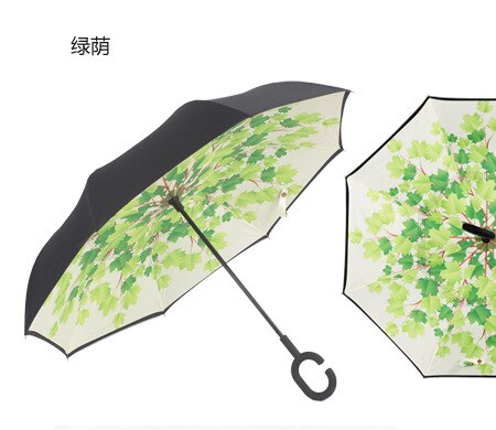 Windproof Reverse Folding Double Layer Inverted Umbrella Self Stand umbrella rain/sun women/men high quality 2018 flowe durable