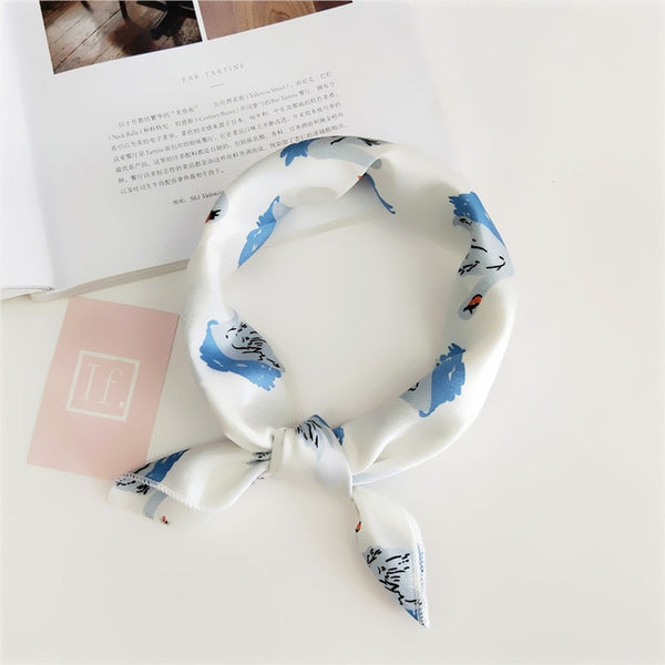 50X50CM Fashion Women Square Scarf All-match Wraps Elegant Floral Dot Spring Summer Head Neck Hair Tie Band Neckerchief