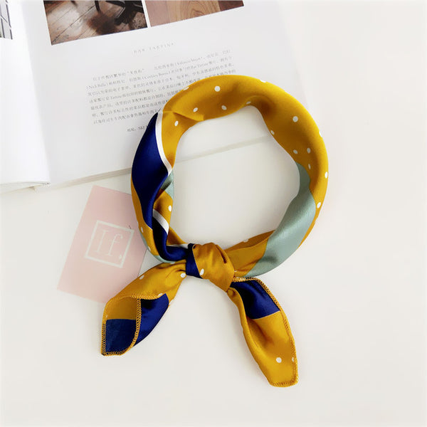 50X50CM Fashion Women Square Scarf All-match Wraps Elegant Floral Dot Spring Summer Head Neck Hair Tie Band Neckerchief