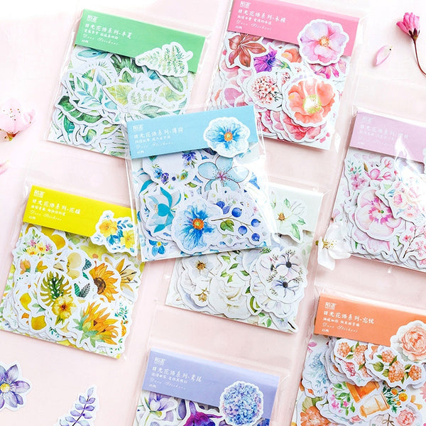 45 Pcs/Pack Mohamm Kawaii Japanese Decoracion Journal Cute Diary Flower Stickers Scrapbooking Flakes Stationery School Supplies