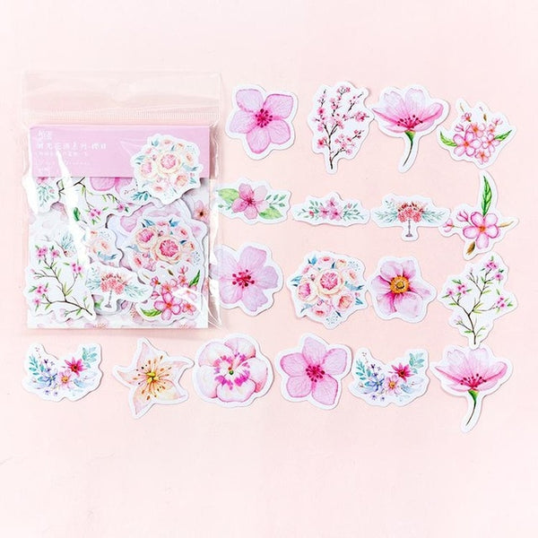 45 Pcs/Pack Mohamm Kawaii Japanese Decoracion Journal Cute Diary Flower Stickers Scrapbooking Flakes Stationery School Supplies