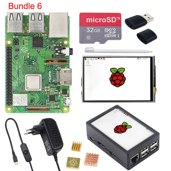Raspberry Pi 3 Model B+ 3.5 inch Touchscreen LCD + ABS Case + 32GB SD Card + 3A Power Adapter + Heatsinks + HDMI for RPI 3B Plus