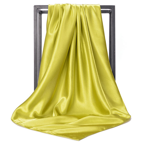 O CHUANG Black Women Square Silk Scarf Wraps Autumn Winter Sjaal Luxury Large Satin Scarves Muslim Head Scarf 90*90cm