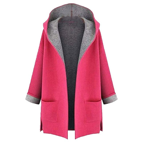 2018 Women's Plus Size 4XL-5XL Fahion  Wool  Coat Jacket Medium Long Large Size Loose Front Open Coat Coats Yellow,Pink Colors