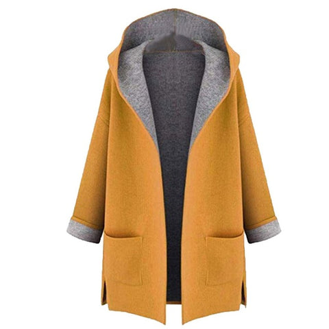 2018 Women's Plus Size 4XL-5XL Fahion  Wool  Coat Jacket Medium Long Large Size Loose Front Open Coat Coats Yellow,Pink Colors