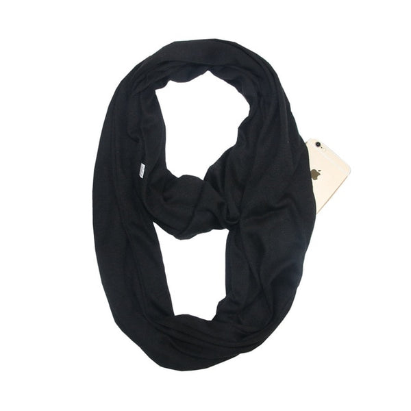 Scarf with pocket Convertible Journey Women Wrap with Secret Hidden Zipper Pocket infinity Travel Scarfs Woman Man AA10129