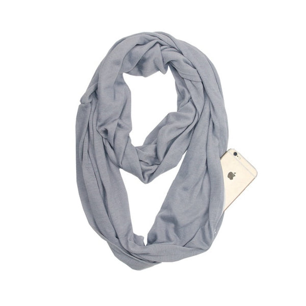 Scarf with pocket Convertible Journey Women Wrap with Secret Hidden Zipper Pocket infinity Travel Scarfs Woman Man AA10129