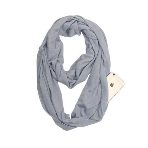 Scarf with pocket Convertible Journey Women Wrap with Secret Hidden Zipper Pocket infinity Travel Scarfs Woman Man AA10129