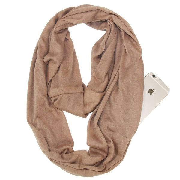 Scarf with pocket Convertible Journey Women Wrap with Secret Hidden Zipper Pocket infinity Travel Scarfs Woman Man AA10129