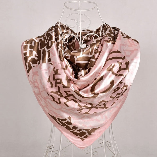 New Style Snakeskin Pattern Square Scarves Wraps Printed Hot Sale Women Pink Blue Silk Scarf Shawl Unisex Muslim Silk Muffler