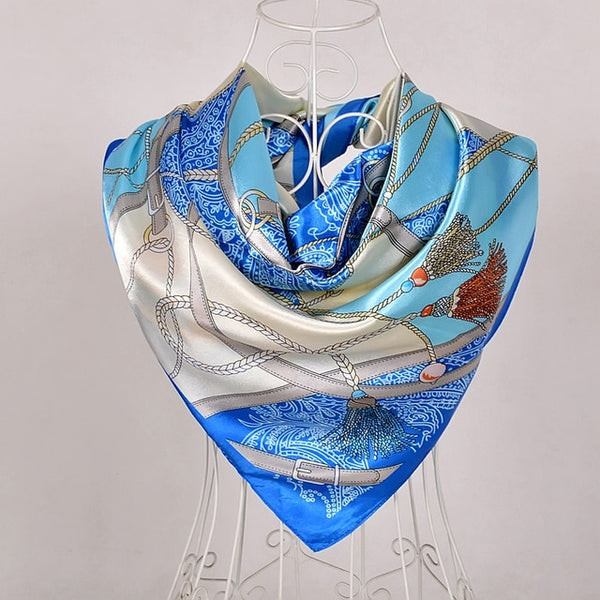 New Style Snakeskin Pattern Square Scarves Wraps Printed Hot Sale Women Pink Blue Silk Scarf Shawl Unisex Muslim Silk Muffler