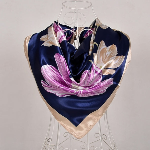 New Style Snakeskin Pattern Square Scarves Wraps Printed Hot Sale Women Pink Blue Silk Scarf Shawl Unisex Muslim Silk Muffler