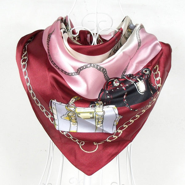 New Style Snakeskin Pattern Square Scarves Wraps Printed Hot Sale Women Pink Blue Silk Scarf Shawl Unisex Muslim Silk Muffler