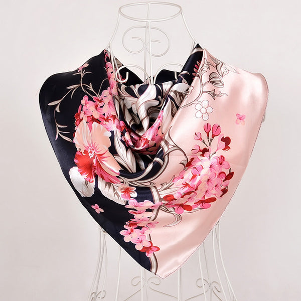 New Style Snakeskin Pattern Square Scarves Wraps Printed Hot Sale Women Pink Blue Silk Scarf Shawl Unisex Muslim Silk Muffler
