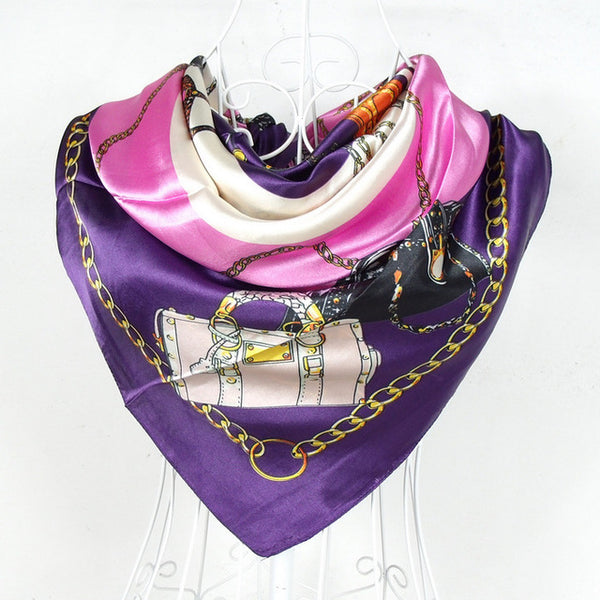 New Style Snakeskin Pattern Square Scarves Wraps Printed Hot Sale Women Pink Blue Silk Scarf Shawl Unisex Muslim Silk Muffler