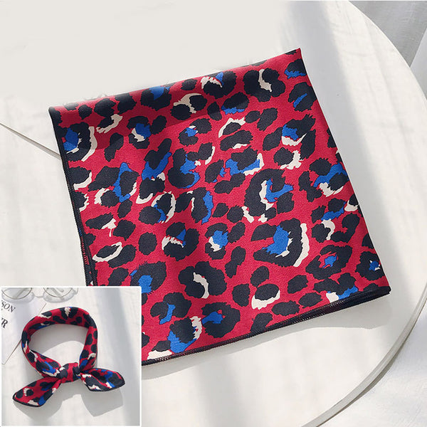 Hair Band Square Scarf Feel Silk Head-Neck Small Tie Vintage  Women Satin Elegant Leopard