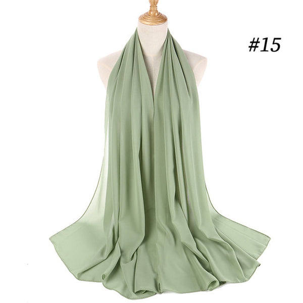 women plain bubble chiffon scarf hijab wrap printe solid color shawls headband muslim hijabs scarves/scarf 47 colors
