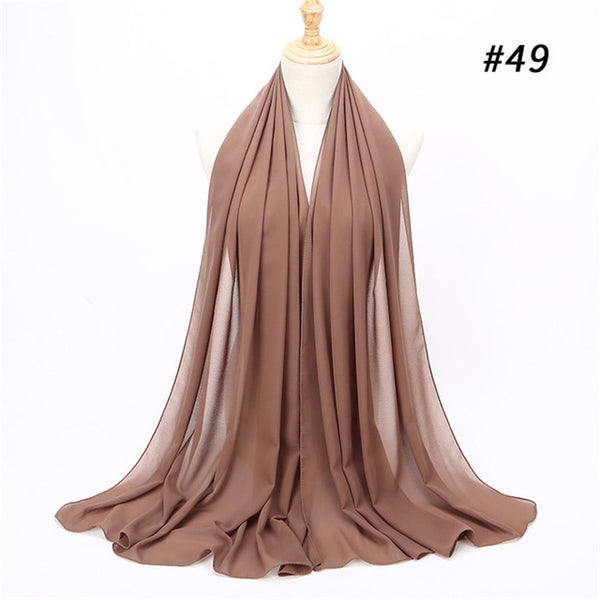 women plain bubble chiffon scarf hijab wrap printe solid color shawls headband muslim hijabs scarves/scarf 47 colors