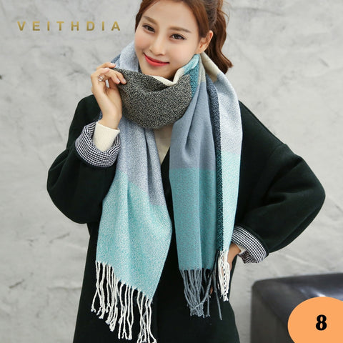 VEITHDIA Hot Autumn Winter Female Wool Scarf Women Cashmere Scarves Wide Lattices Long Shawl Wrap Blanket Warm Tippet wholesale - THE PLACE TO BE !!