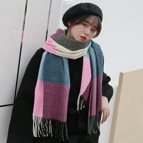 VEITHDIA Hot Autumn Winter Female Wool Scarf Women Cashmere Scarves Wide Lattices Long Shawl Wrap Blanket Warm Tippet wholesale