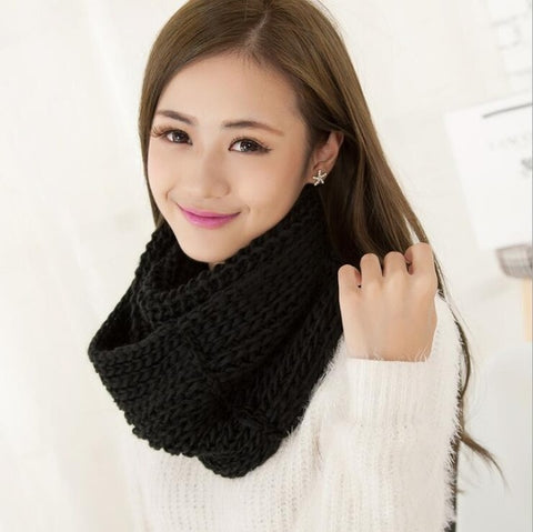 2019 Fashion New Unisex Winter scarf knitted Scarves Collar Neck Warmer woman's Crochet Ring Spain Loop women Scarves for lady