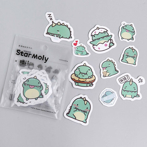 40 PCS Creative Little Dragon Green Paper Sticker Decoration DIY Ablum Diary Scrapbooking Label Sticker Cute Stationery