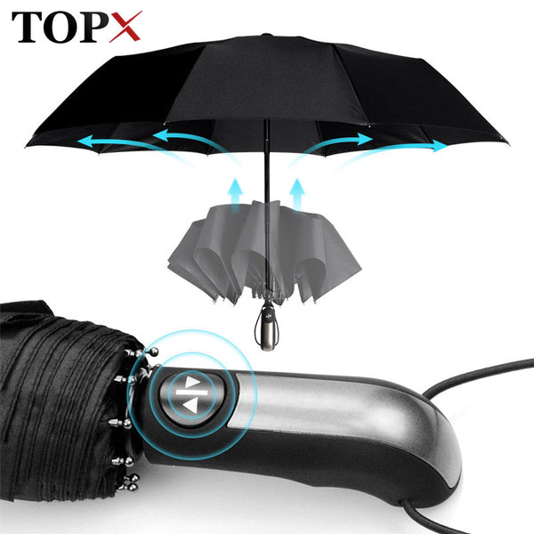 Wind Resistant Fully-Automatic Umbrella Rain Women For Men 3Folding Gift  Parasol Compact Large Travel Business Car 10K Umbrella