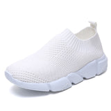 Women Shoes 2019 New Flyknit Sneakers Women Breathable Slip On Flat Shoes Soft Bottom White Sneakers Casual Women Flats Krasovki - THE PLACE TO BE !!