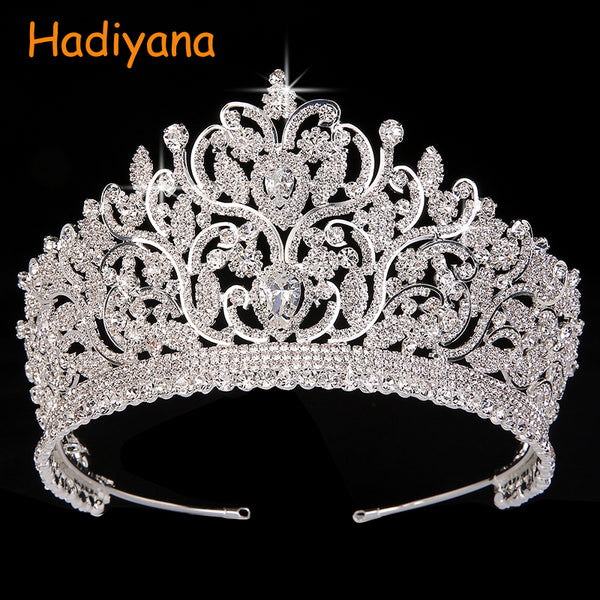 Crown Hadiyana Hair Jewelry Vintage Totem Big Tiaras And Crowns AAA CZ Luxury Rhinestone Wedding Hair Accessories BC3801 Bijoux