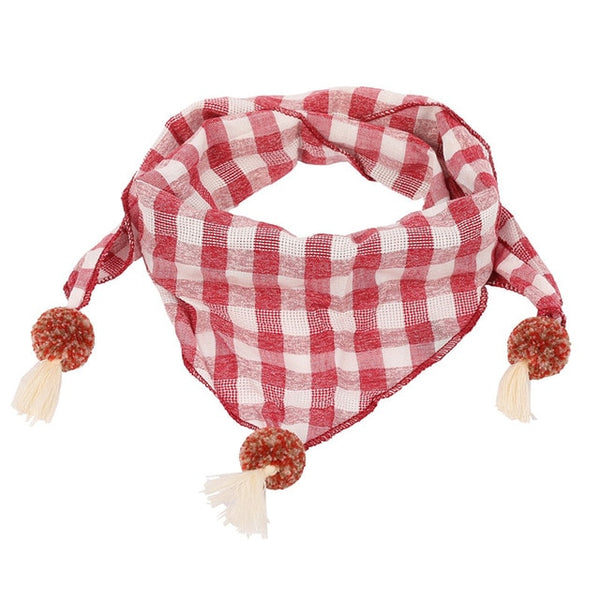 Spring Baby Girls Dot Plaid Triangle Scarves Autumn Winter Boys Girls Shawl Children Cotton Neck Collars Warm Kids Neckerchief