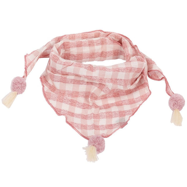 Spring Baby Girls Dot Plaid Triangle Scarves Autumn Winter Boys Girls Shawl Children Cotton Neck Collars Warm Kids Neckerchief