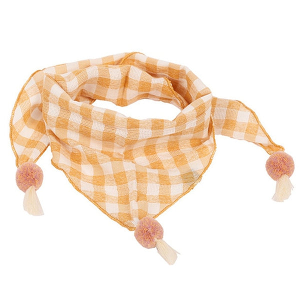 Spring Baby Girls Dot Plaid Triangle Scarves Autumn Winter Boys Girls Shawl Children Cotton Neck Collars Warm Kids Neckerchief